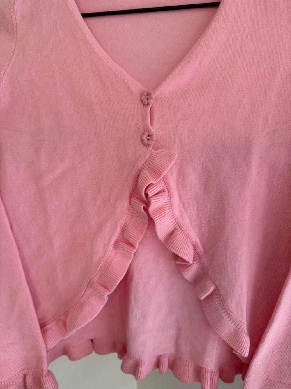 Laline Pink Ruffle Button Cardigan - Picture 2 of 3